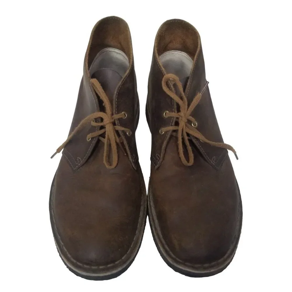 Clarks Mens 8M Brown Suede Leather Lace Up Closed